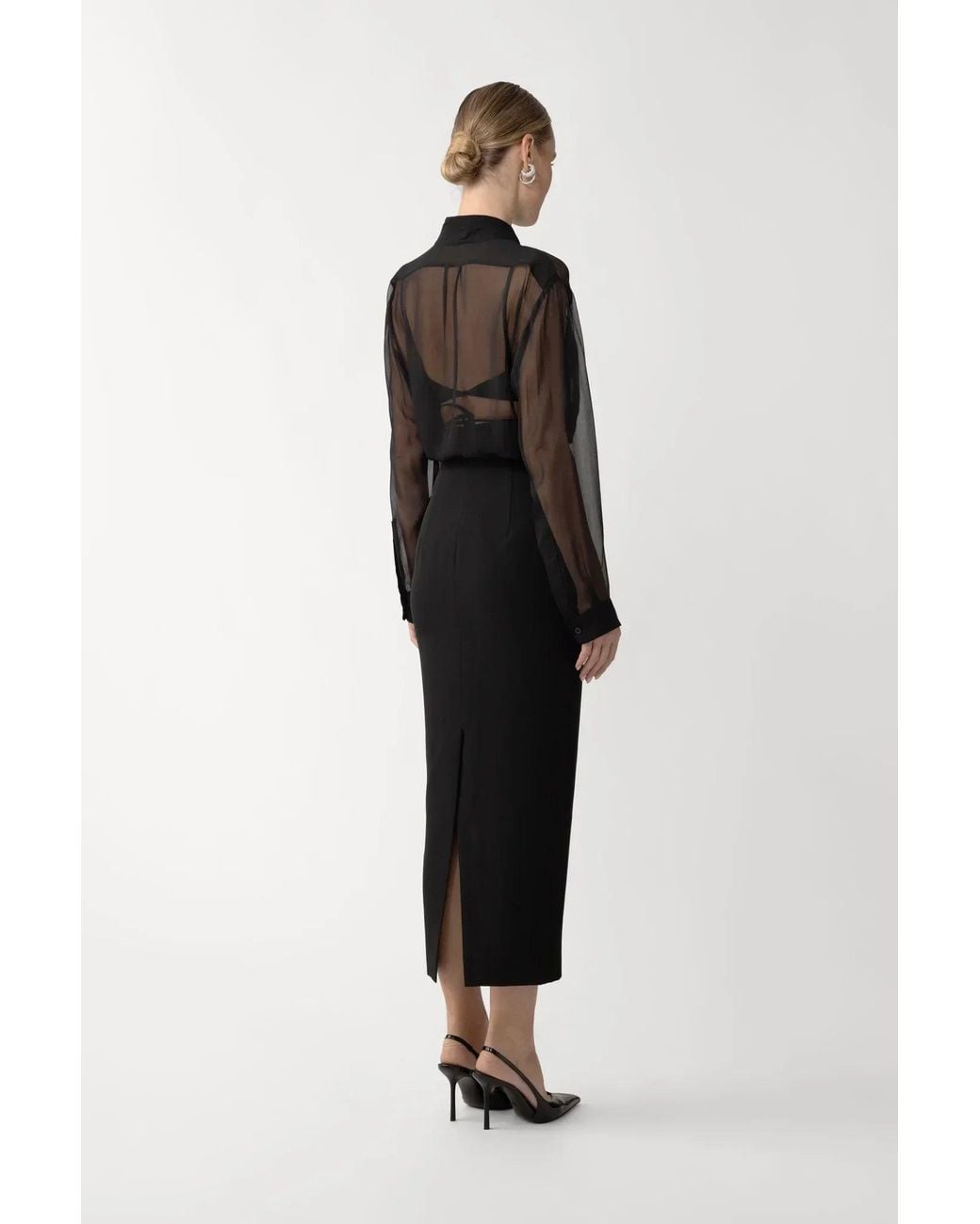 SAU LEE Black Fallon Silk Shirt