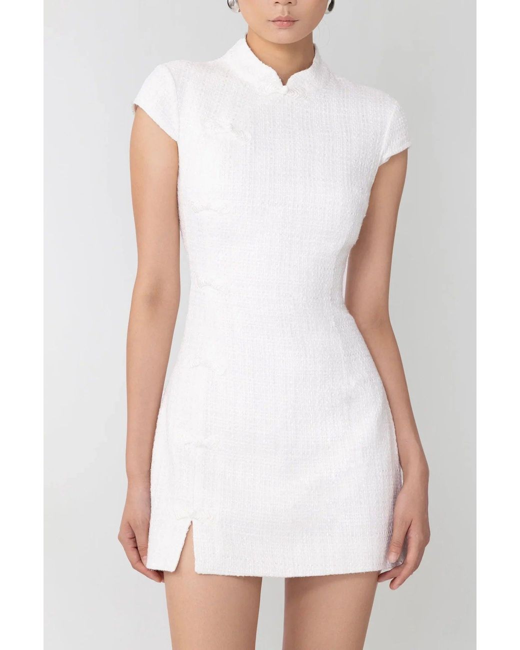 SAU LEE White Natasha Tweed Mini Dress