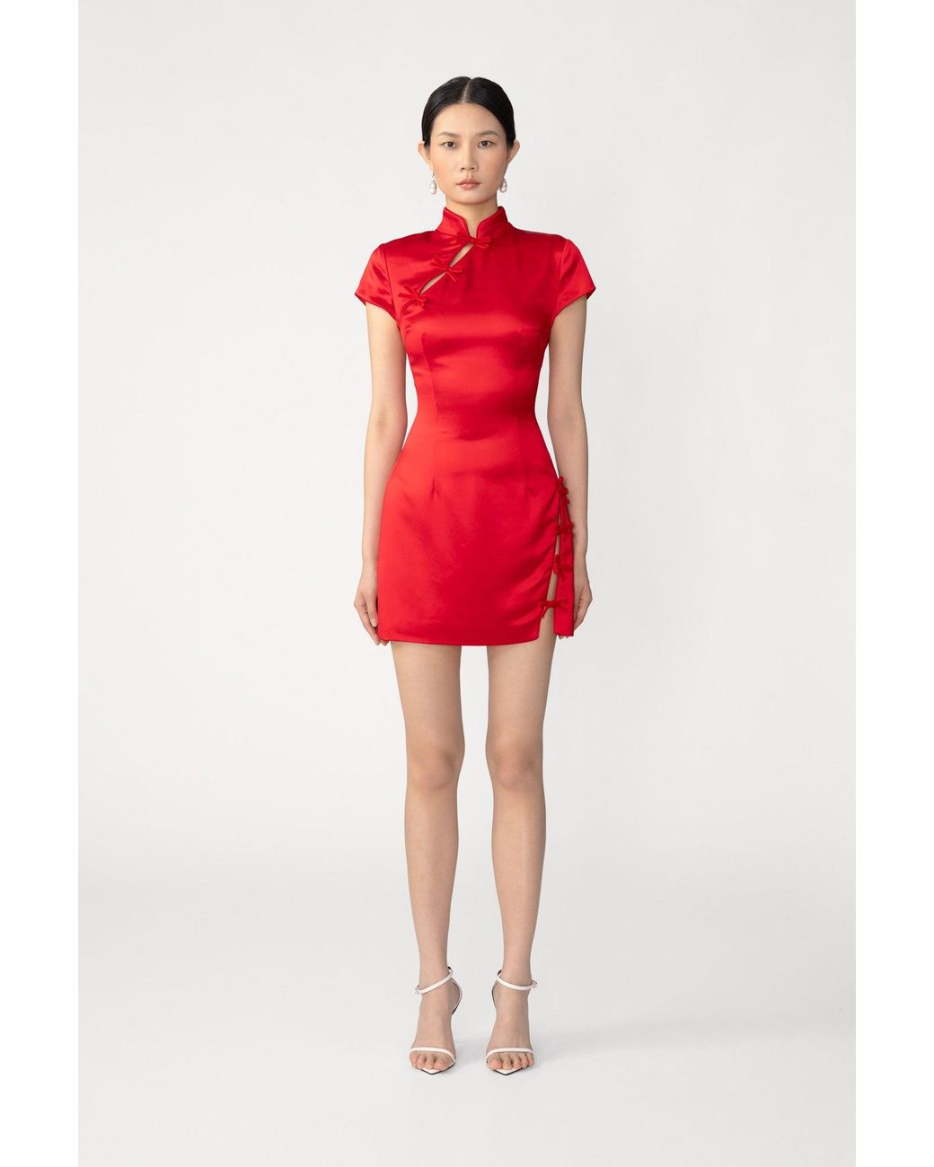 SAU LEE Red Tina Satin Mini Dress