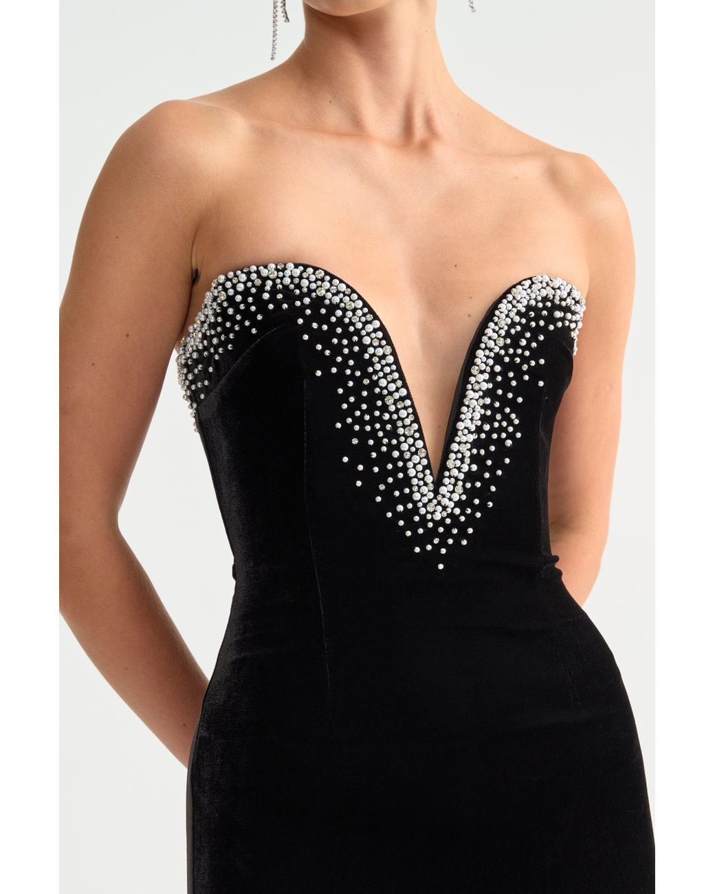 SAU LEE Black Lavinia Velvet Gown