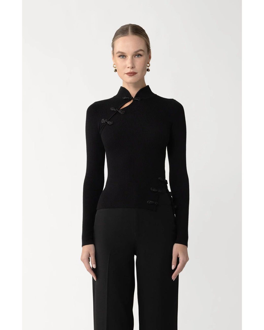 SAU LEE Black Dakota Knit Top