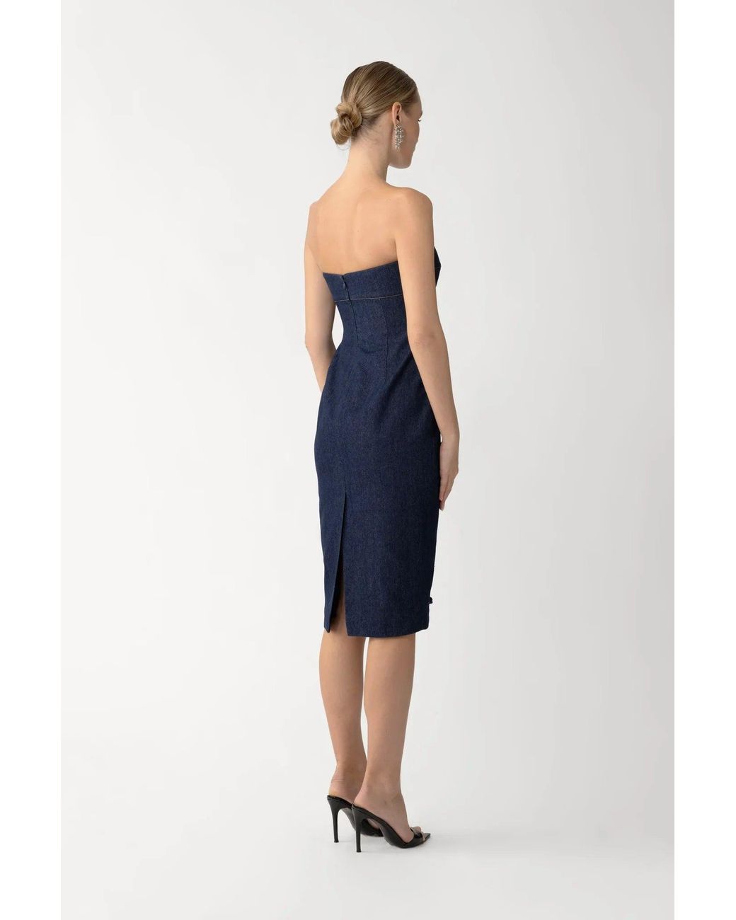 SAU LEE Blue Brooklyn Denim Midi Dress