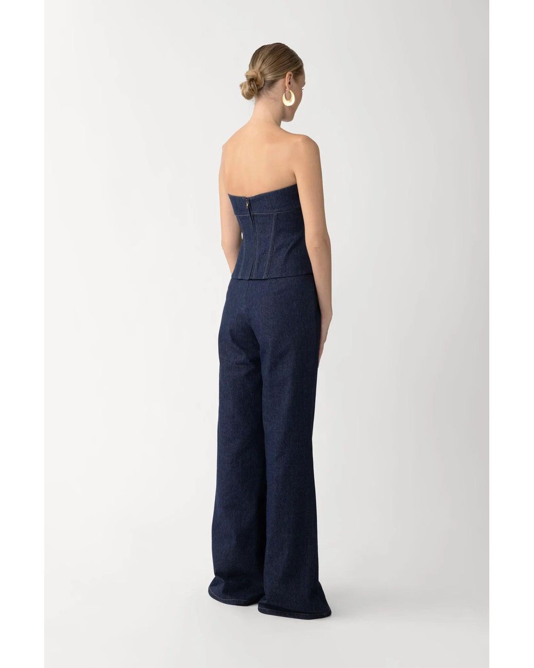 SAU LEE Blue Brooklyn Denim Corset Top