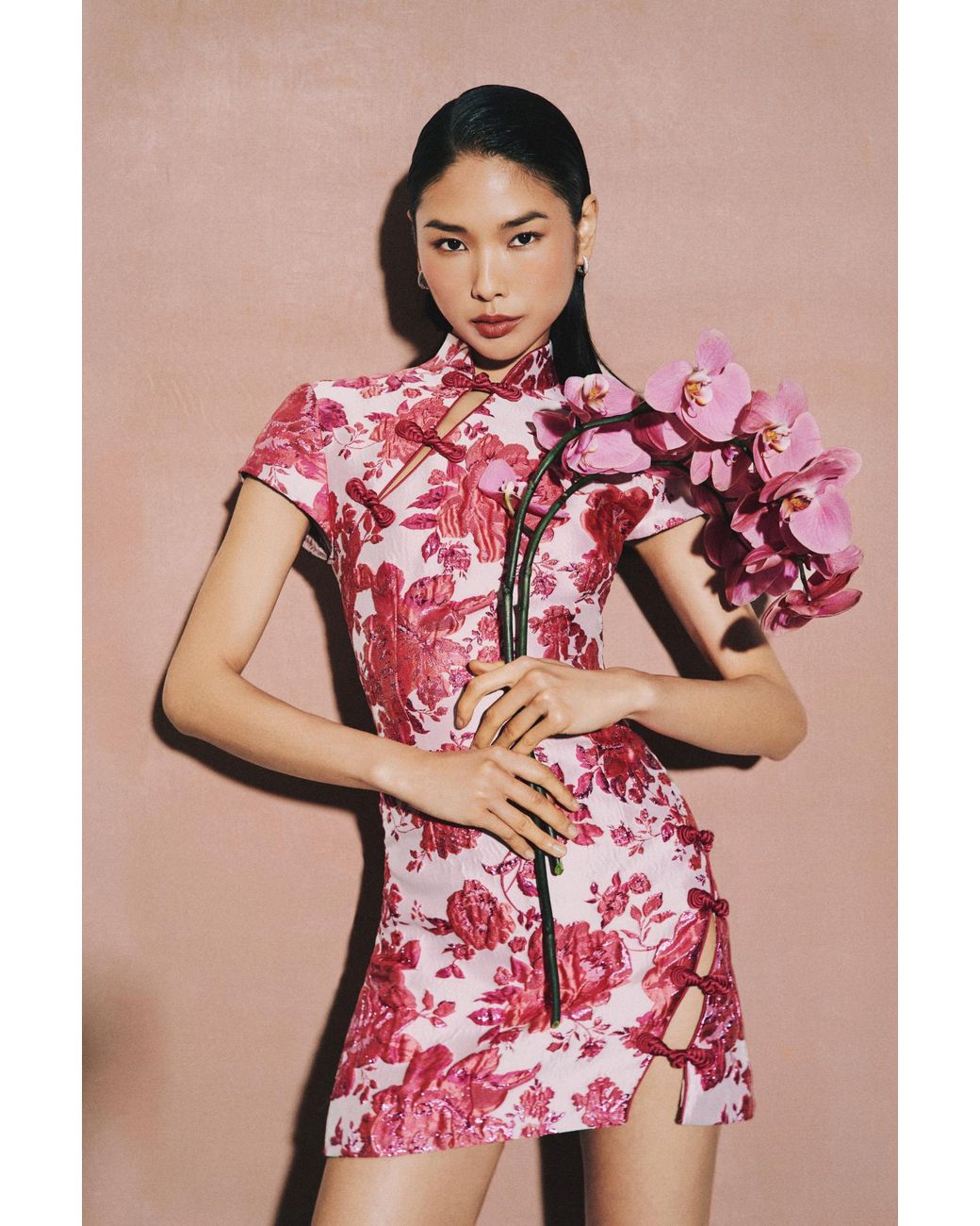 SAU LEE Pink Jada Jacquard Mini Dress