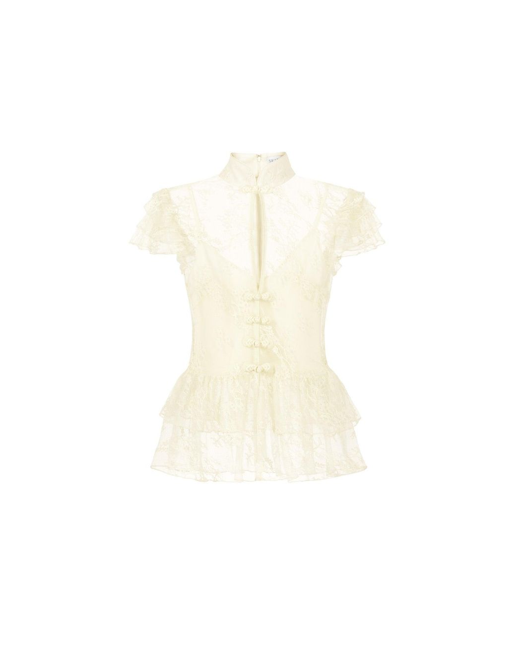 SAU LEE Blue Roux Lace Top