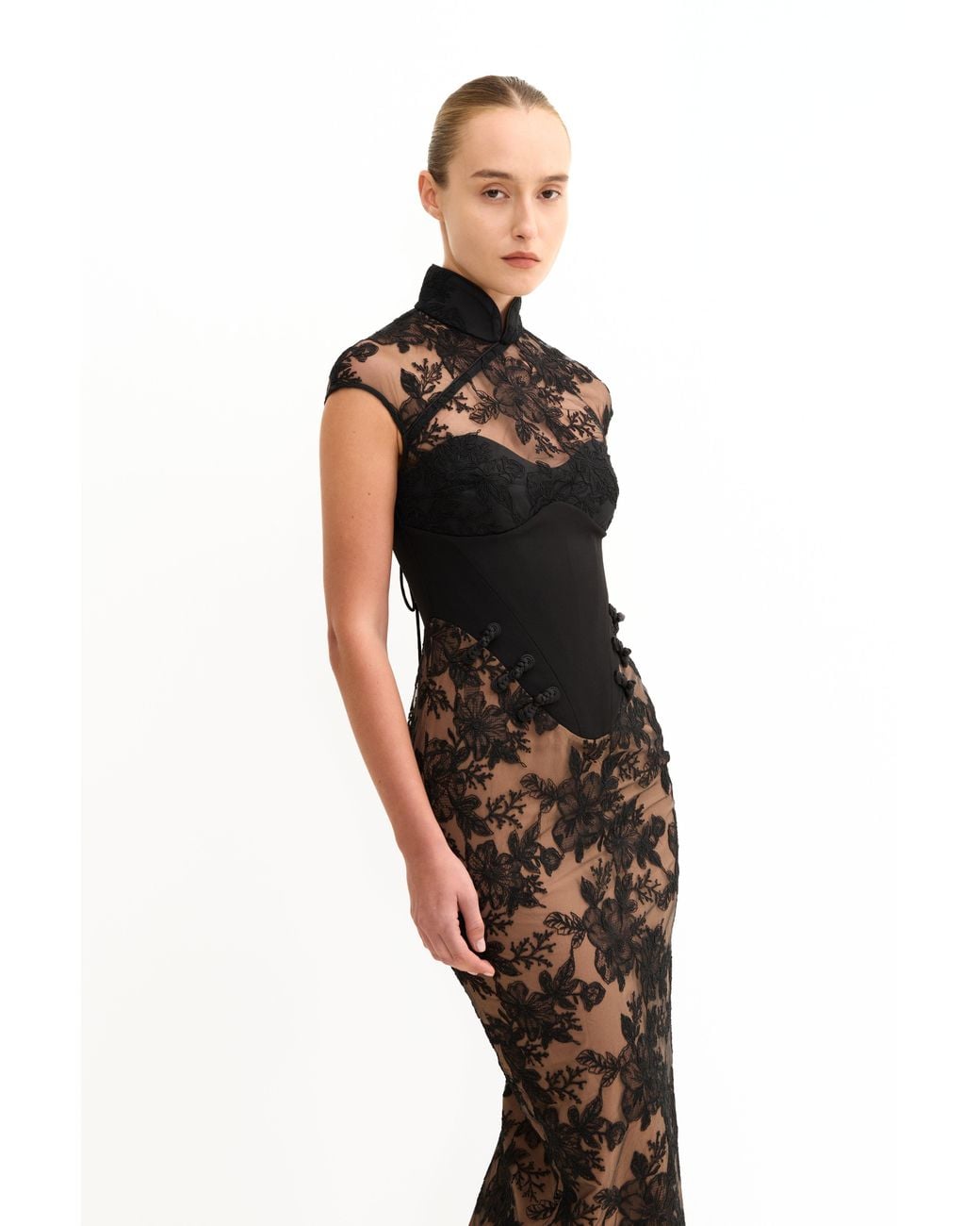 SAU LEE Multicolor Emilia Lace Gown