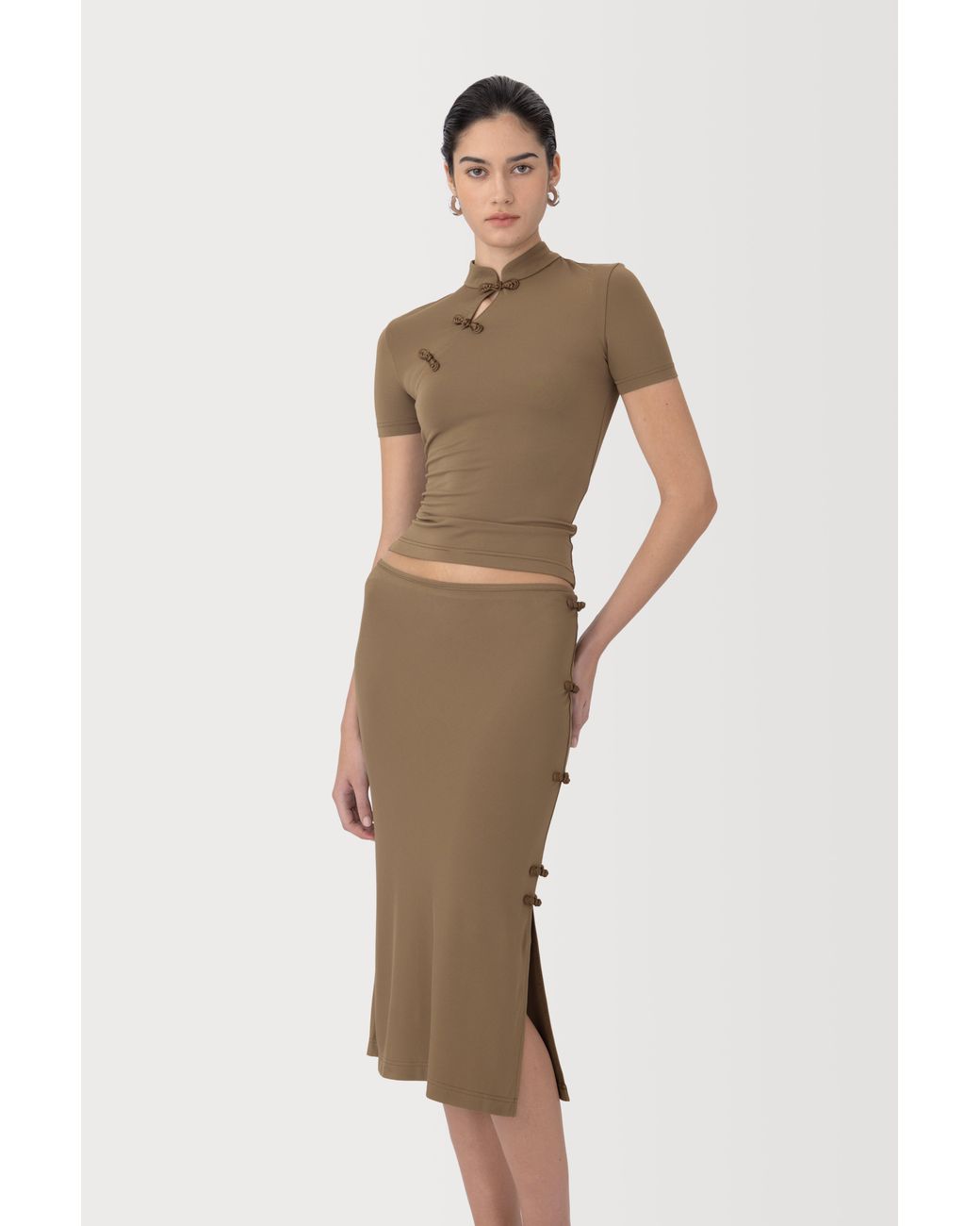 SAU LEE Natural Timo Jersey Skirt