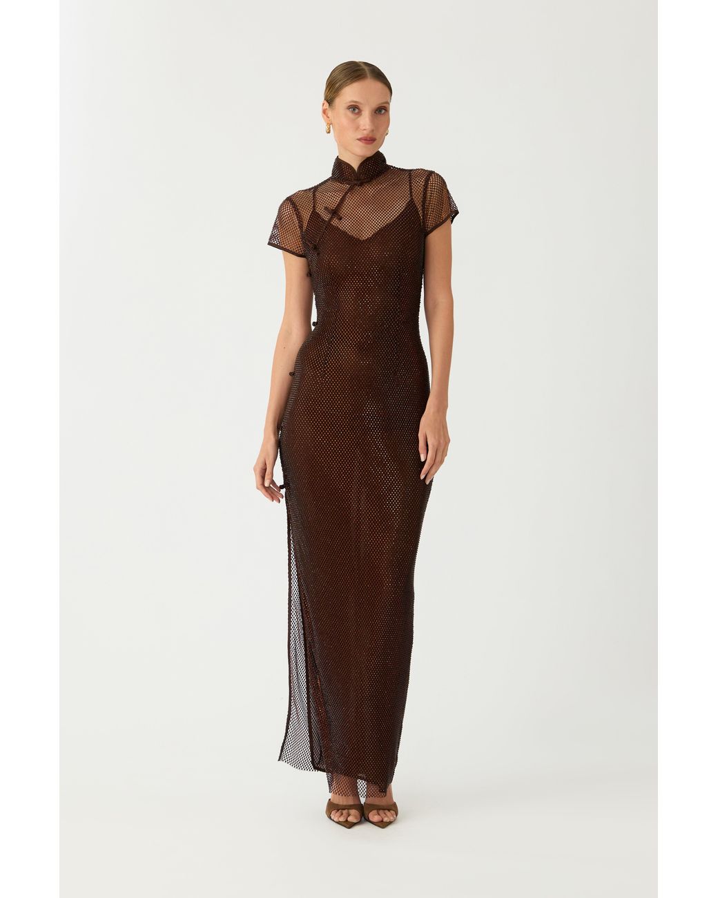 SAU LEE Brown Ming Crystal Dress