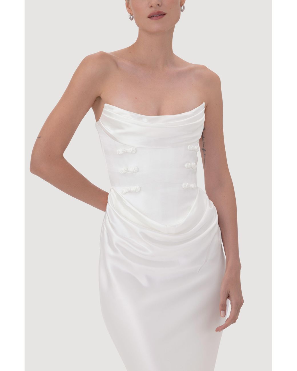 SAU LEE White Margot Satin Gown