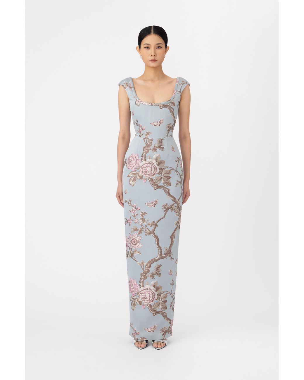 SAU LEE White Brooke Brocade Gown