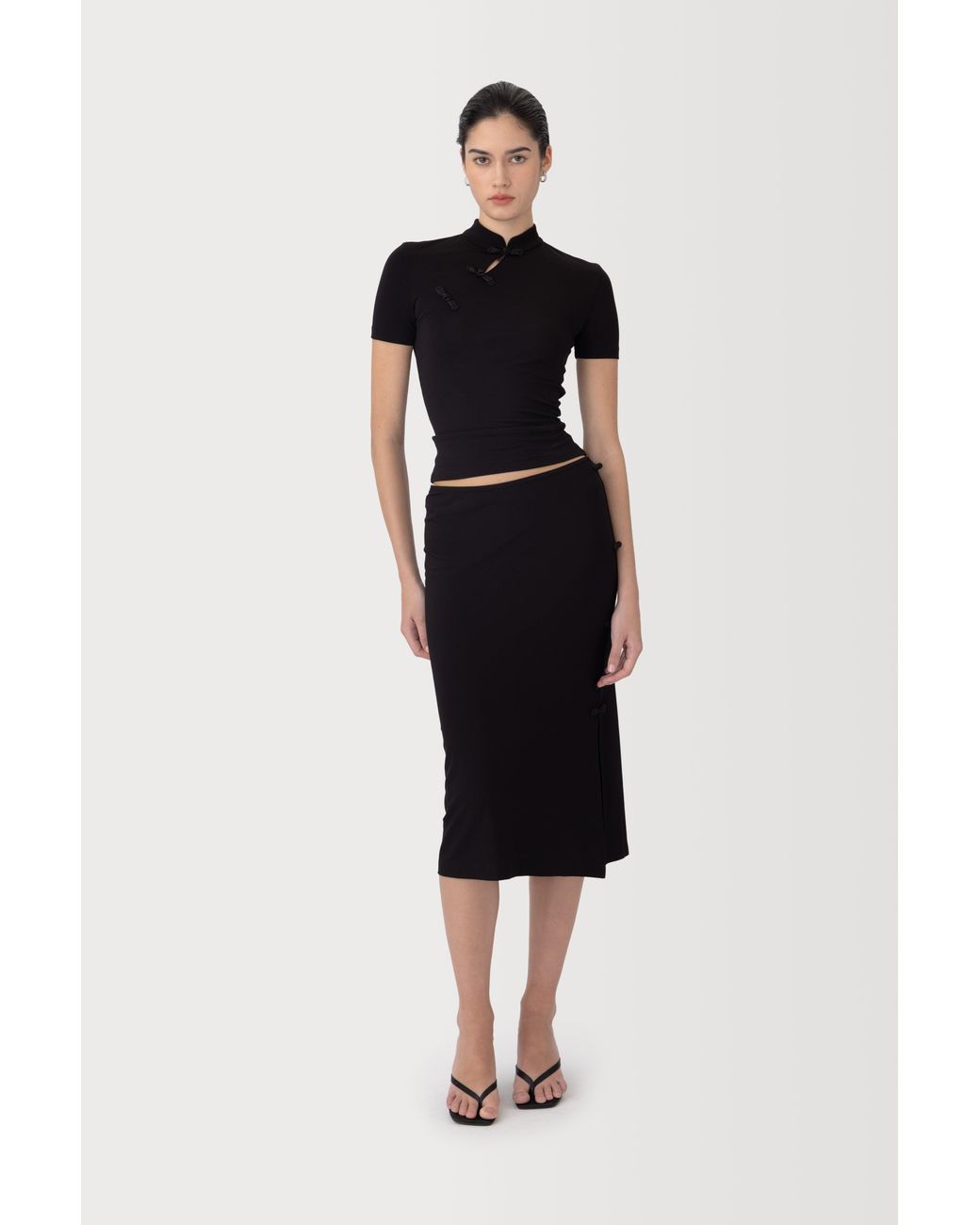 SAU LEE Black Timo Jersey Top