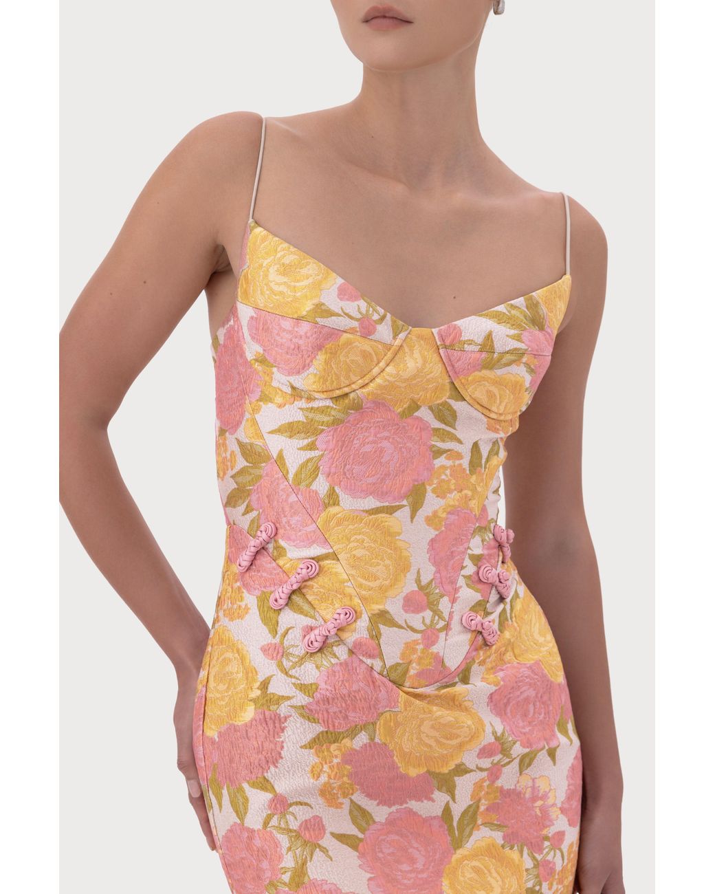 SAU LEE Natural Rosella Jacquard Gown