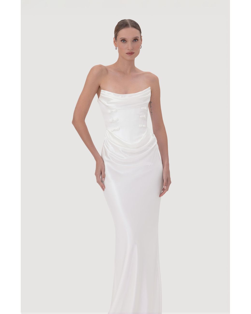 SAU LEE White Margot Satin Gown