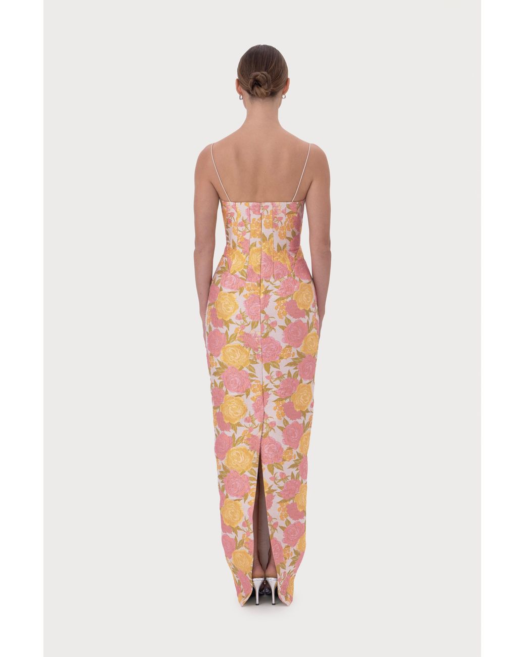 SAU LEE Natural Rosella Jacquard Gown
