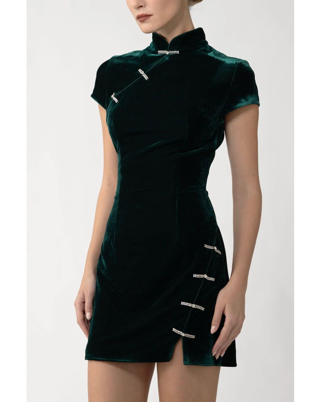 SAU LEE Black Ivy Velvet Mini Dress