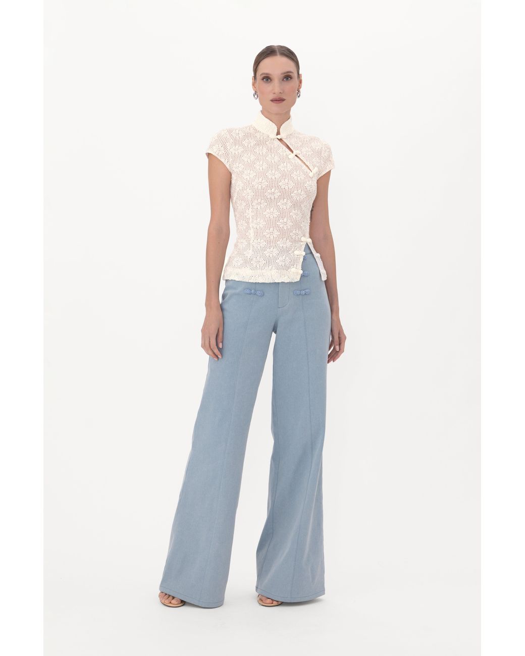 SAU LEE White Iris Crochet Top