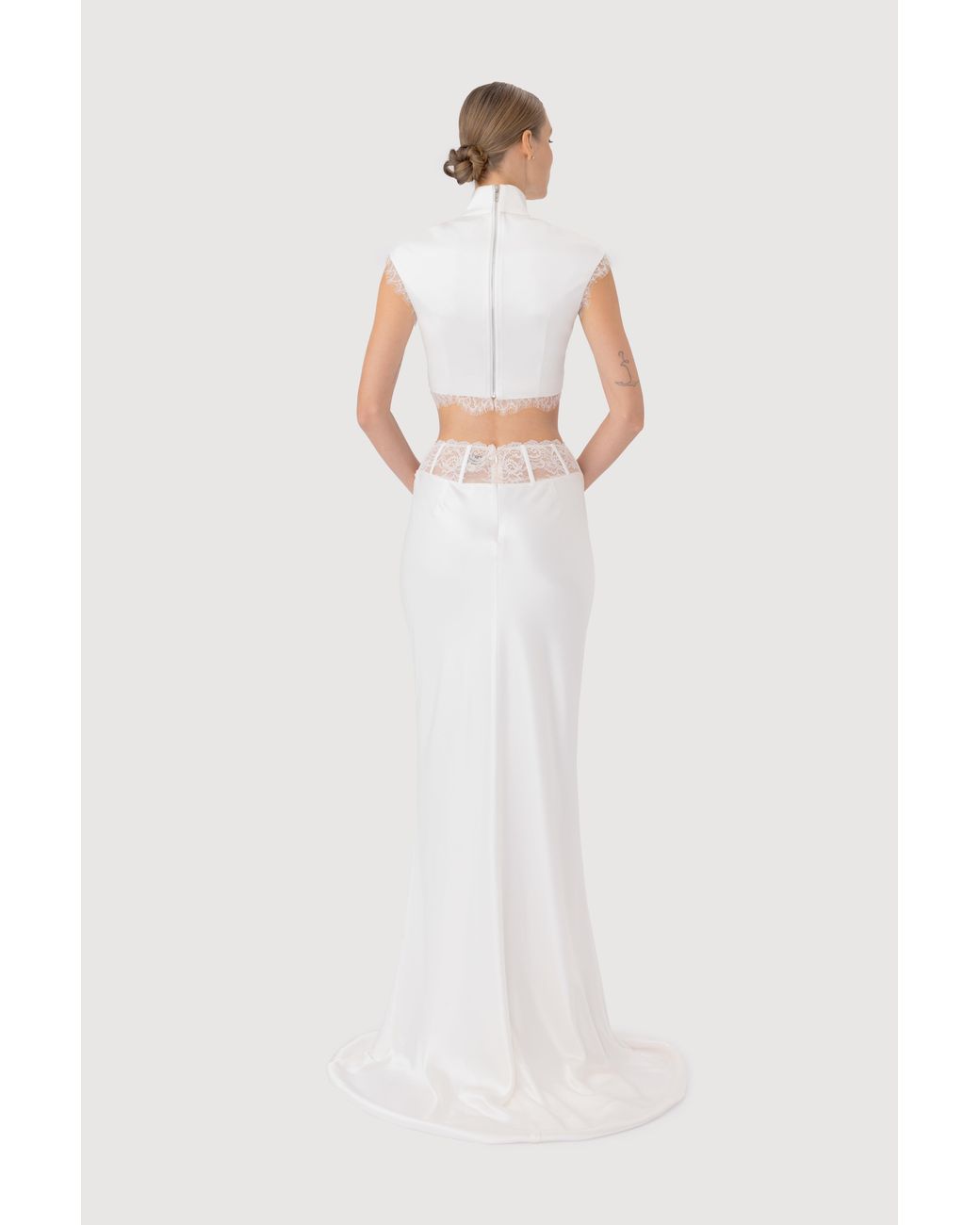SAU LEE Brown Lila Satin Top