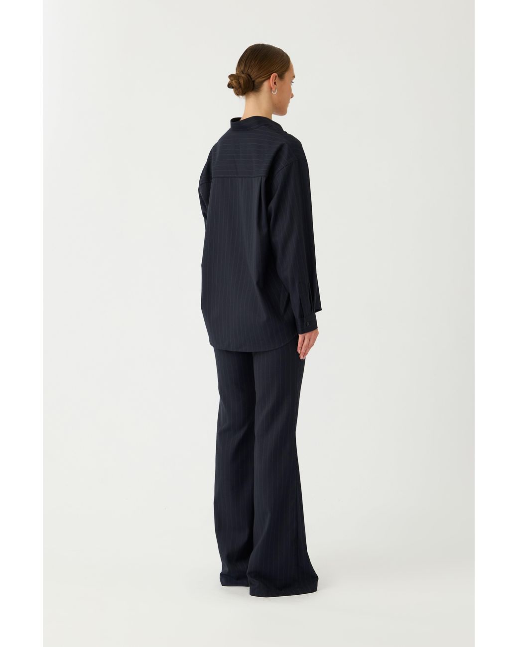 SAU LEE Black Leo Pinstripe Shirt