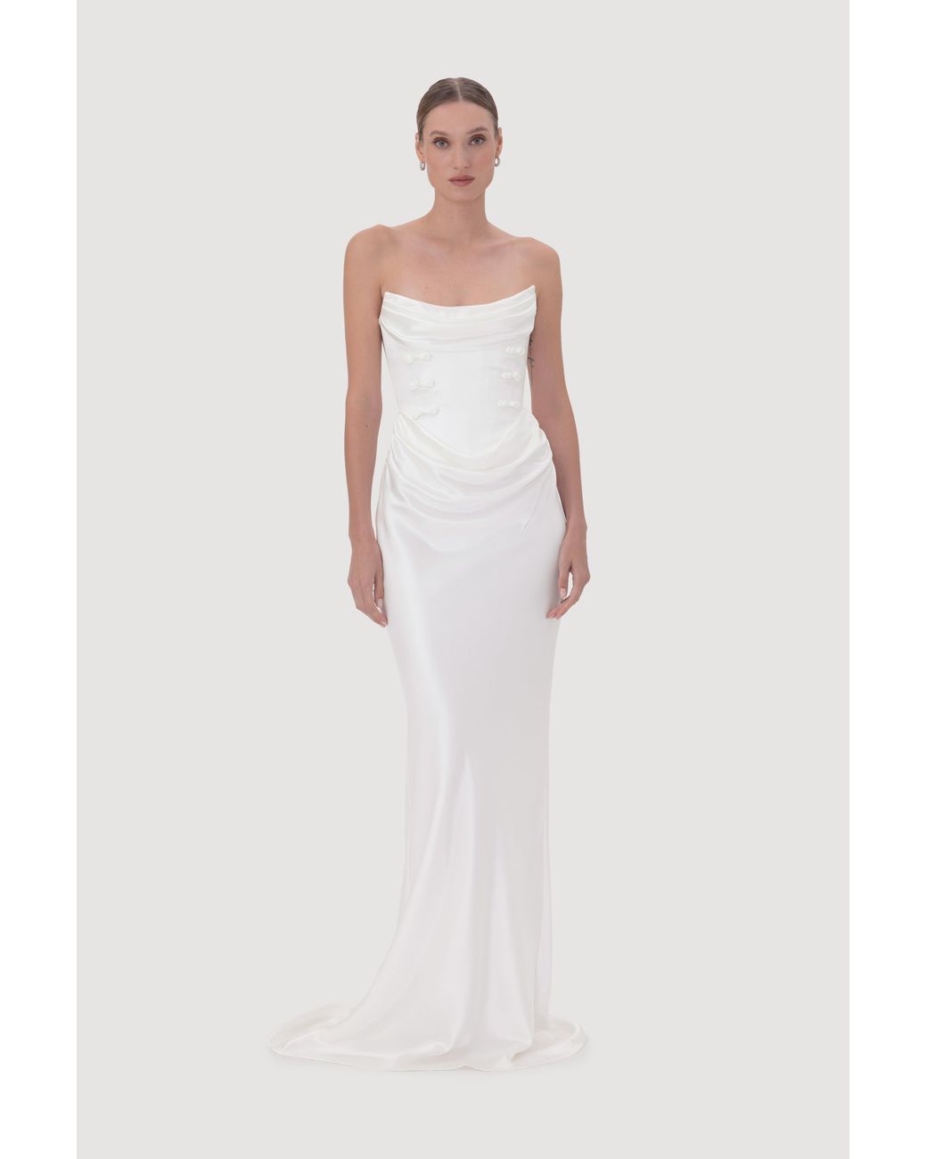 SAU LEE White Margot Satin Gown