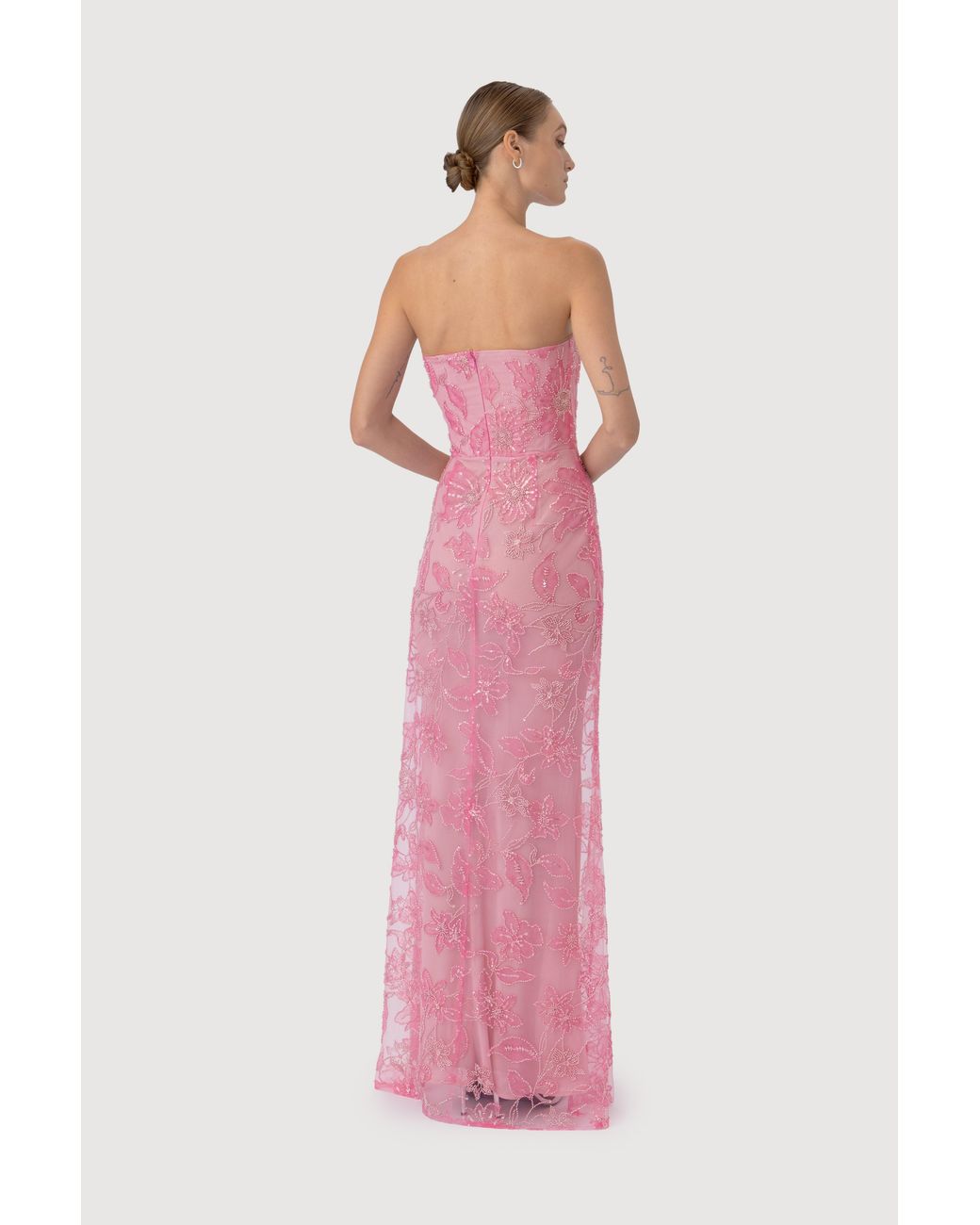 SAU LEE Pink Courtney Strapless Maxi Dress