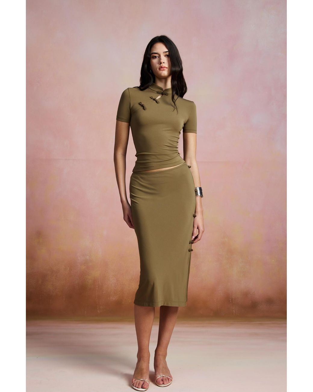 SAU LEE Natural Timo Jersey Skirt