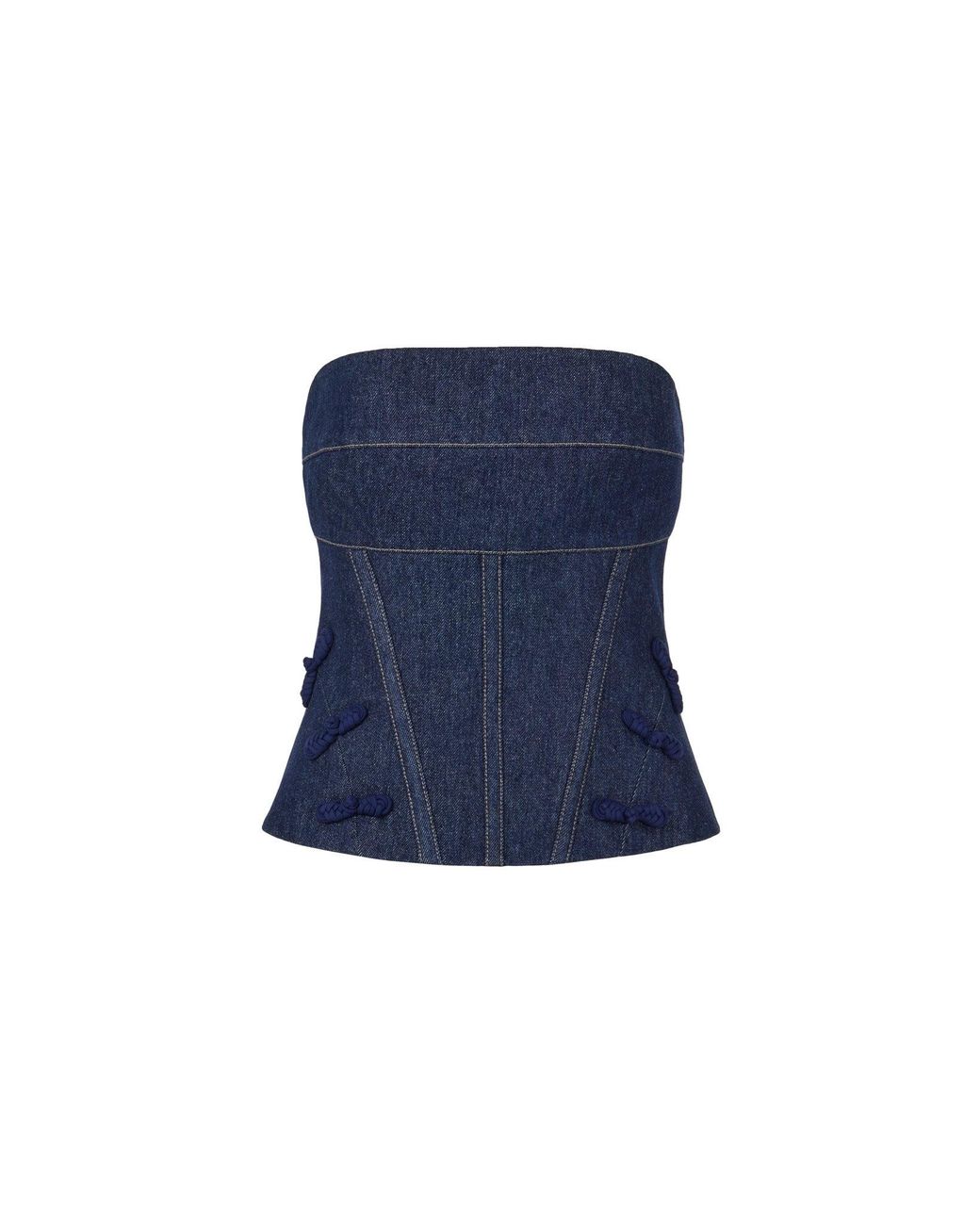 SAU LEE Blue Brooklyn Denim Corset Top
