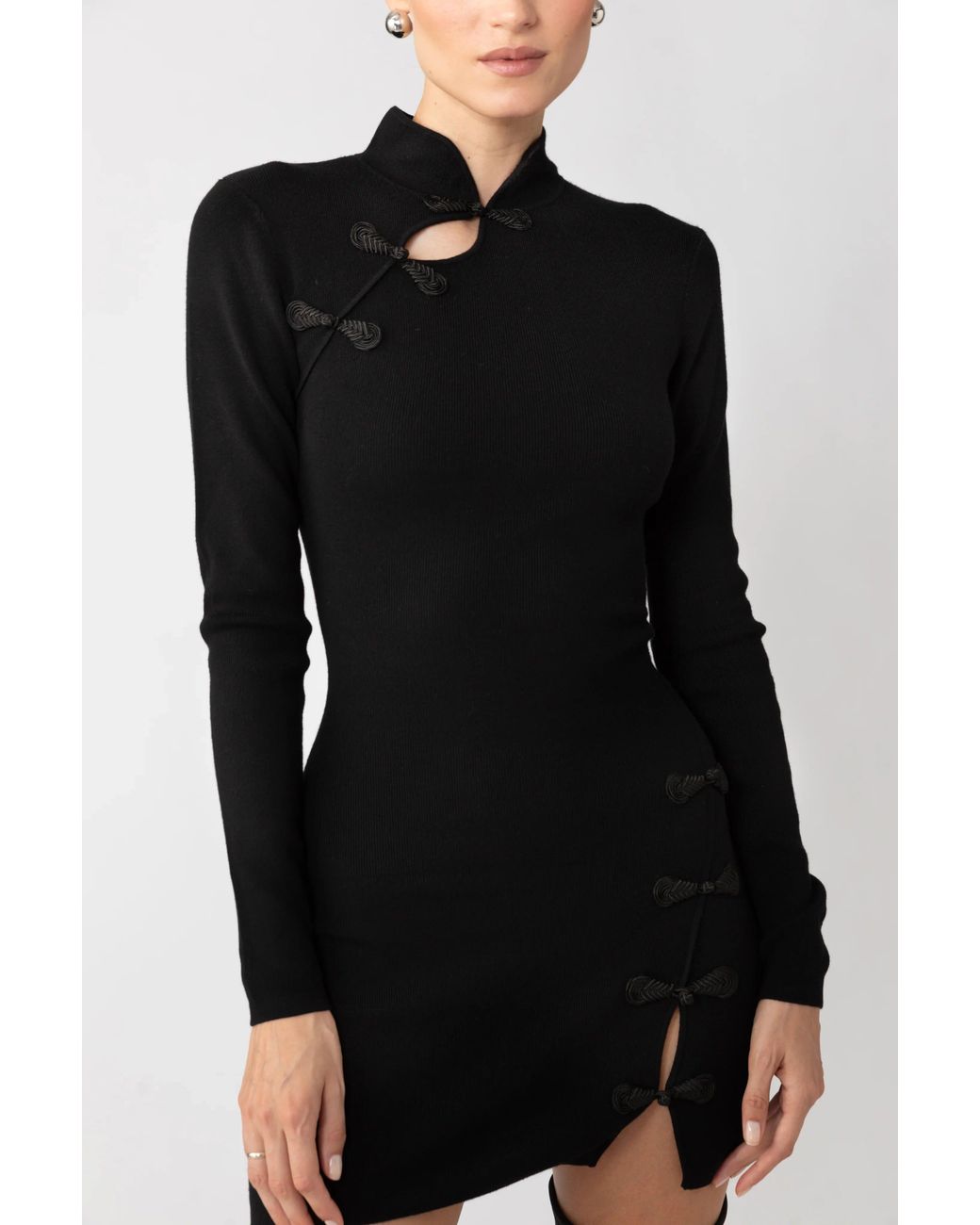 SAU LEE Black Dakota Knit Mini Dress