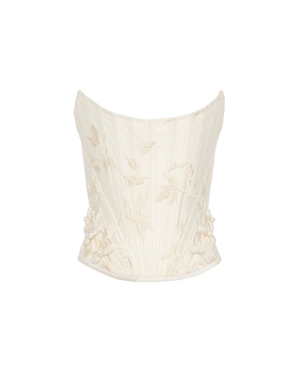 SAU LEE White Sutton Embroidered Corset Top