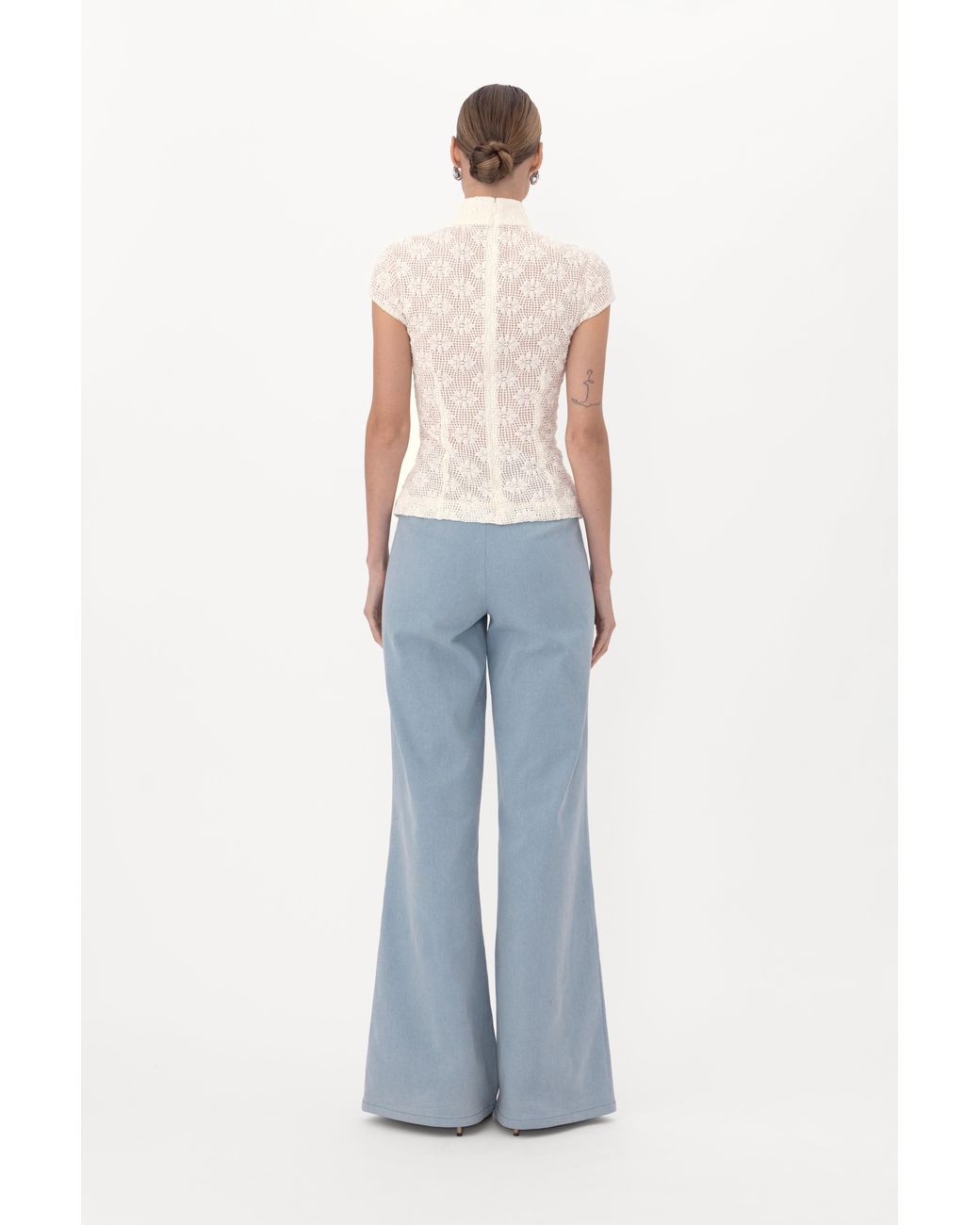 SAU LEE White Iris Crochet Top
