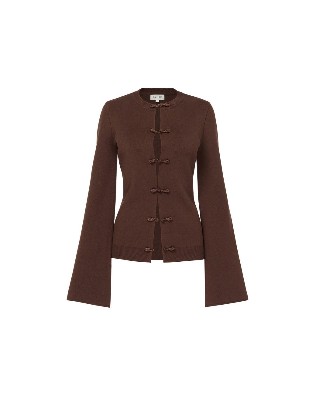 SAU LEE Brown Clover Knit Cardigan