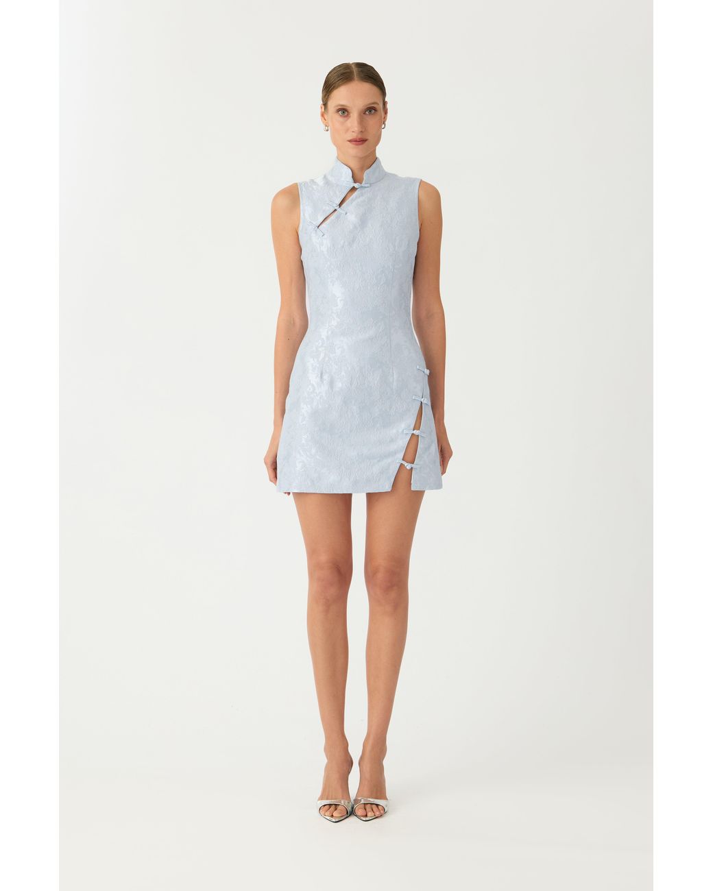 SAU LEE White Ines Brocade Mini Dress