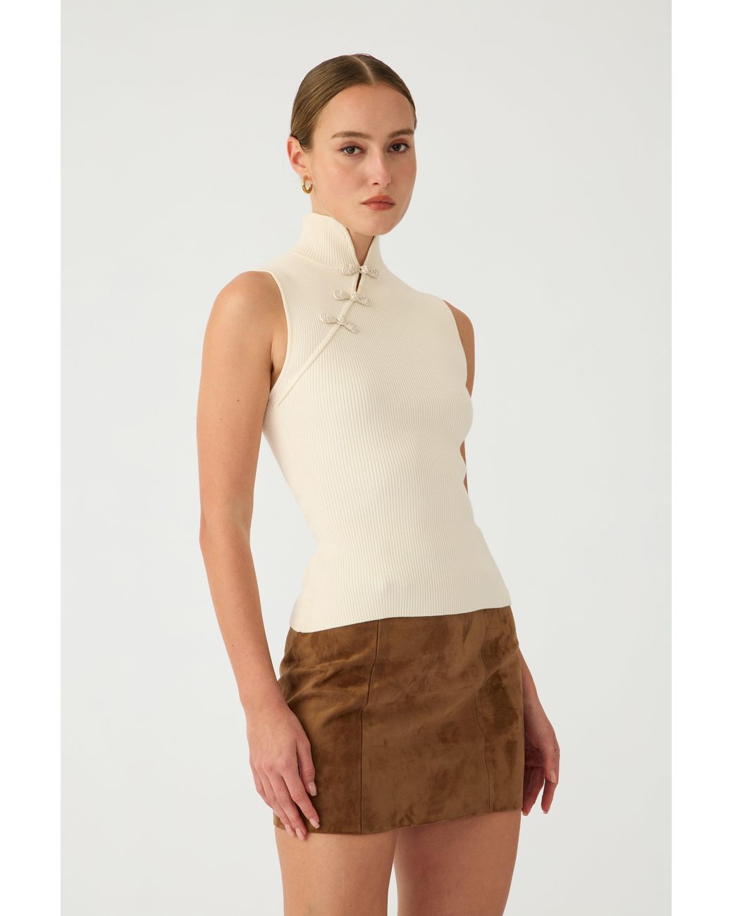SAU LEE Multicolor Tilda Suede Skirt