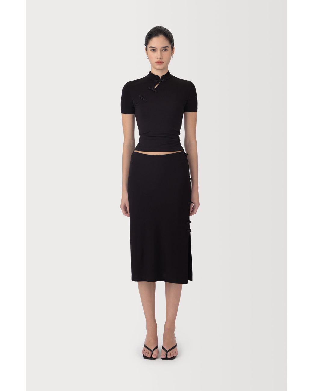 SAU LEE Black Timo Jersey Top