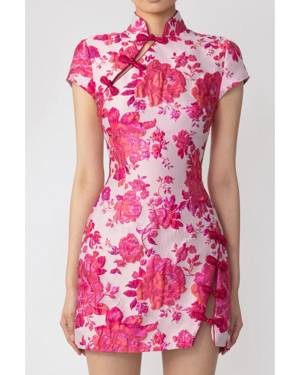 SAU LEE Pink Jada Jacquard Mini Dress