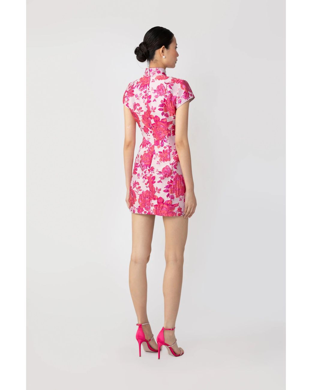 SAU LEE Pink Jada Jacquard Mini Dress