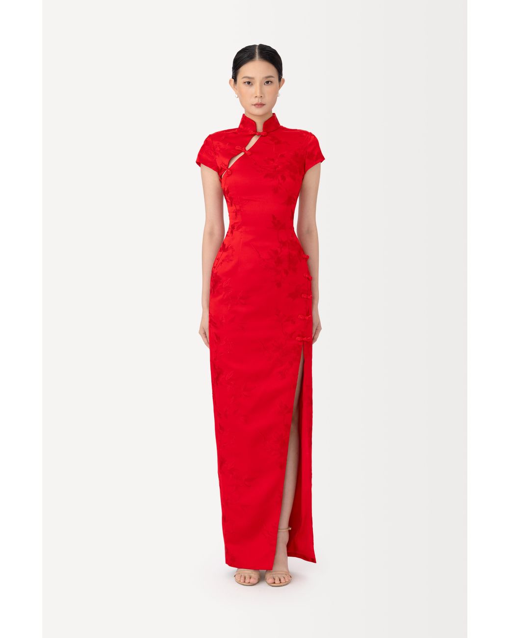 SAU LEE Isabella Embroidered Gown