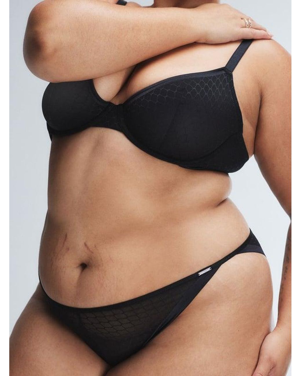 Savage X Black Show N' Tell Mesh String Bikini Knickers