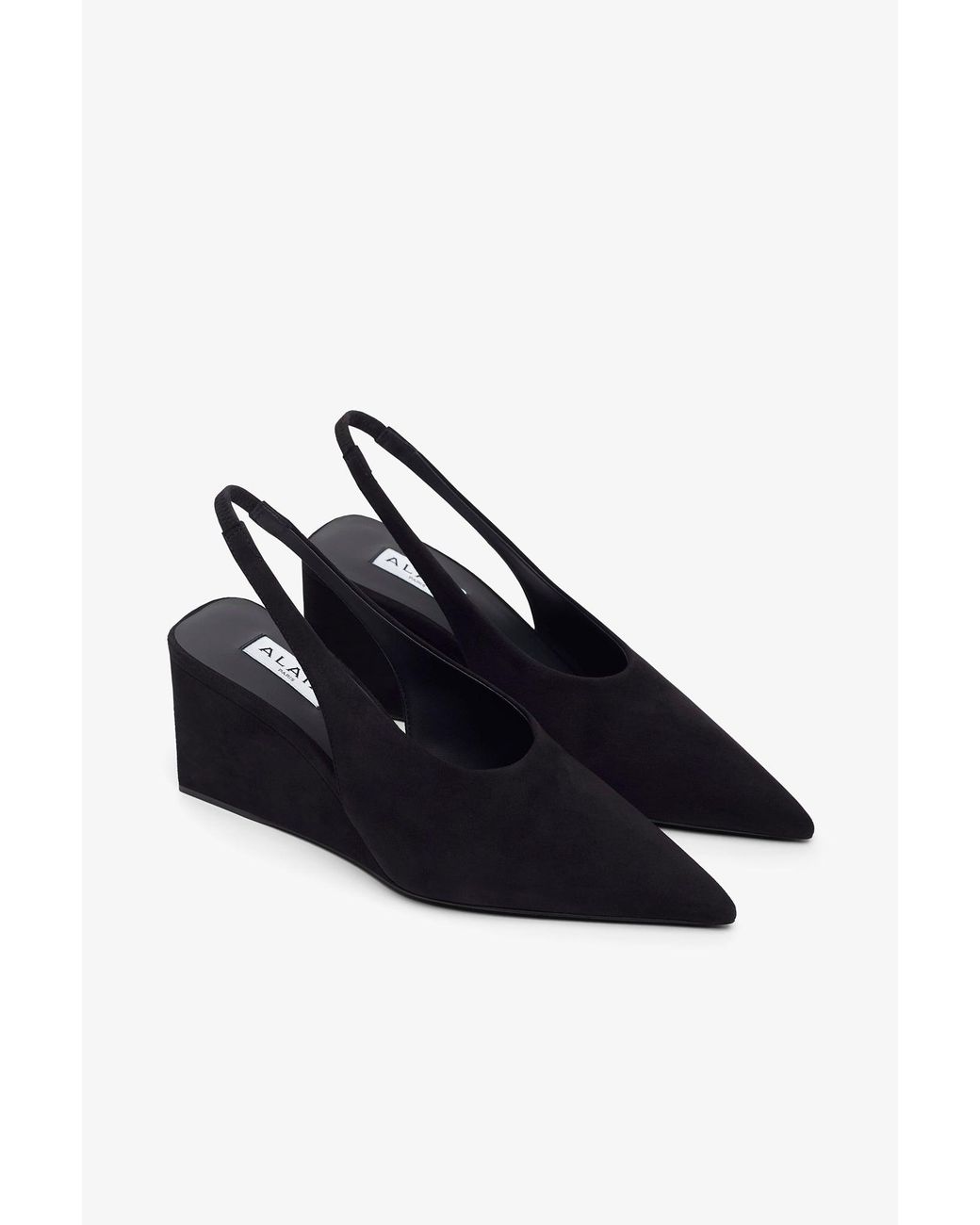 Alaïa Blue Black 90 Suede Slingback Wedges