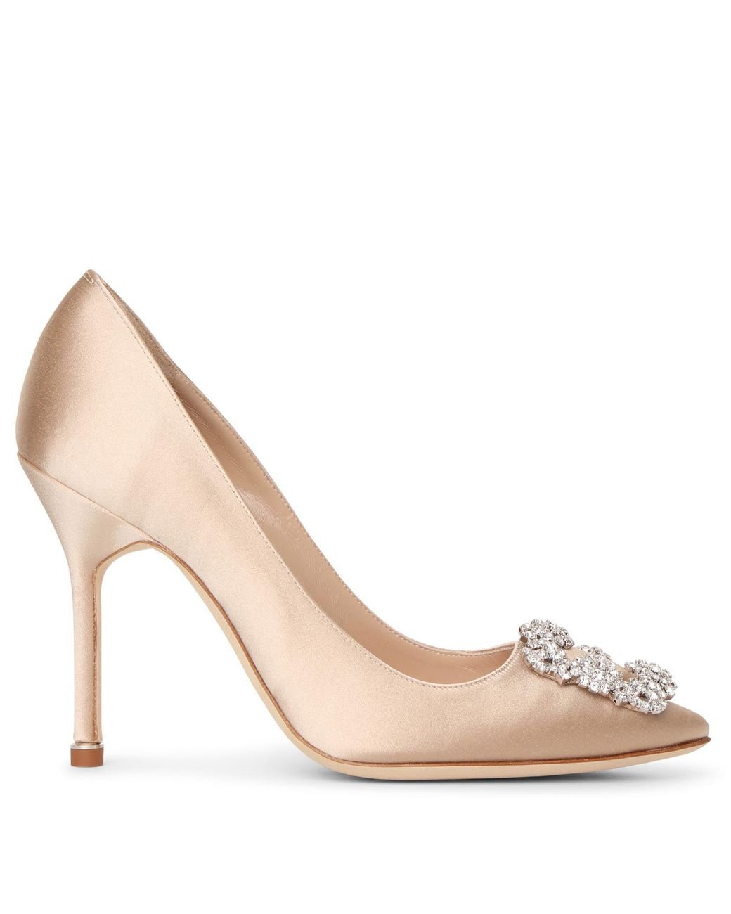 Manolo Blahnik Hangisi 105 Champagne Satin Pumps in Beige (Natural) - Lyst