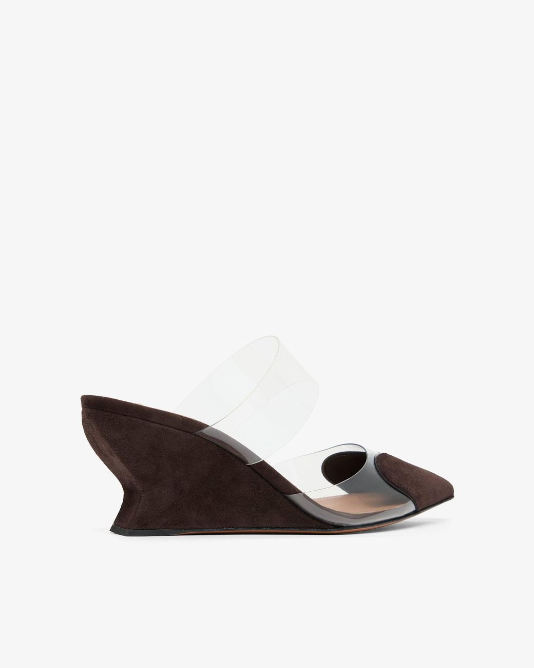 Alaïa Brown Coeur 60 Suede Wedge Mules