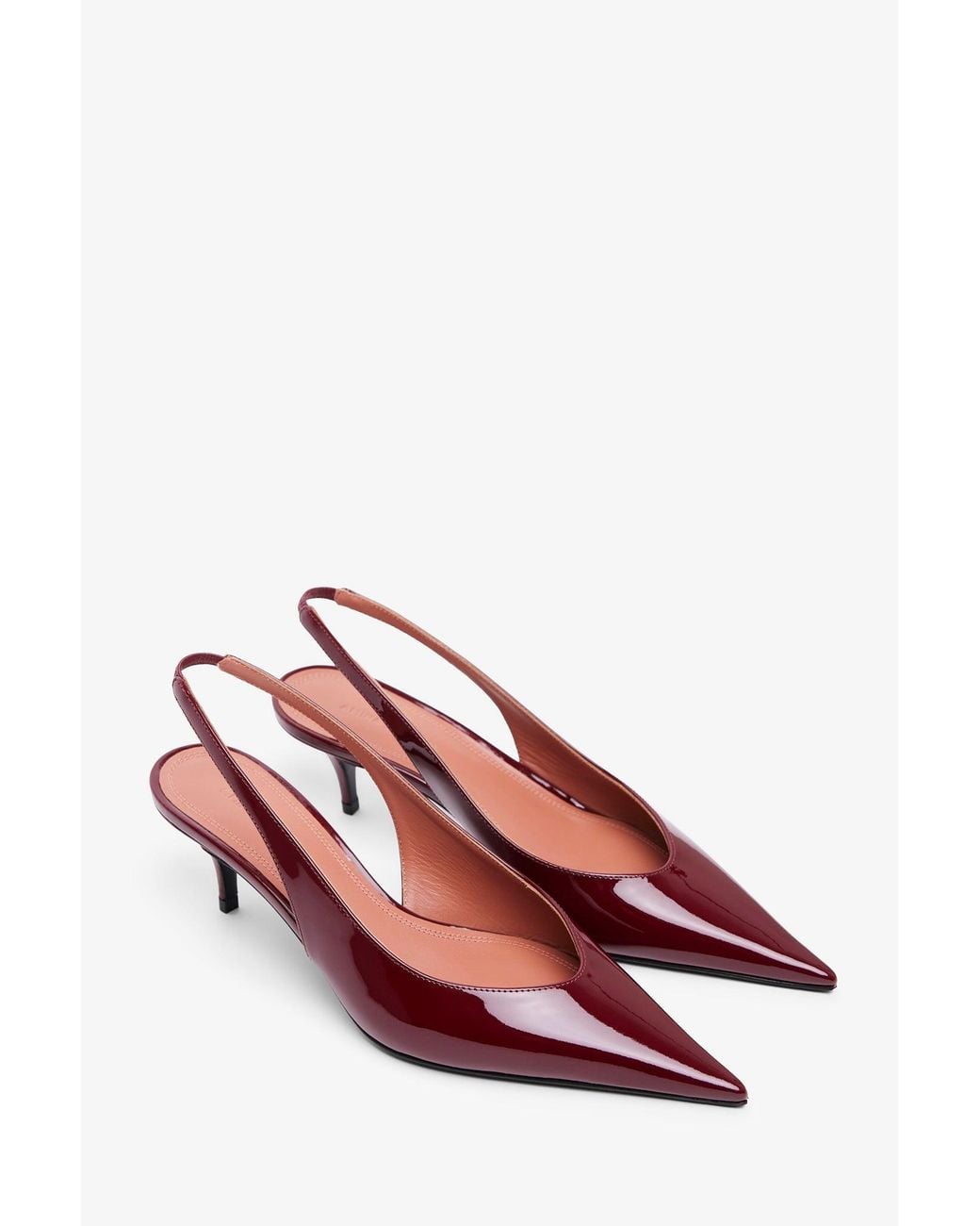 AMINA MUADDI Red Anok 55 Dark Patent Slingbacks