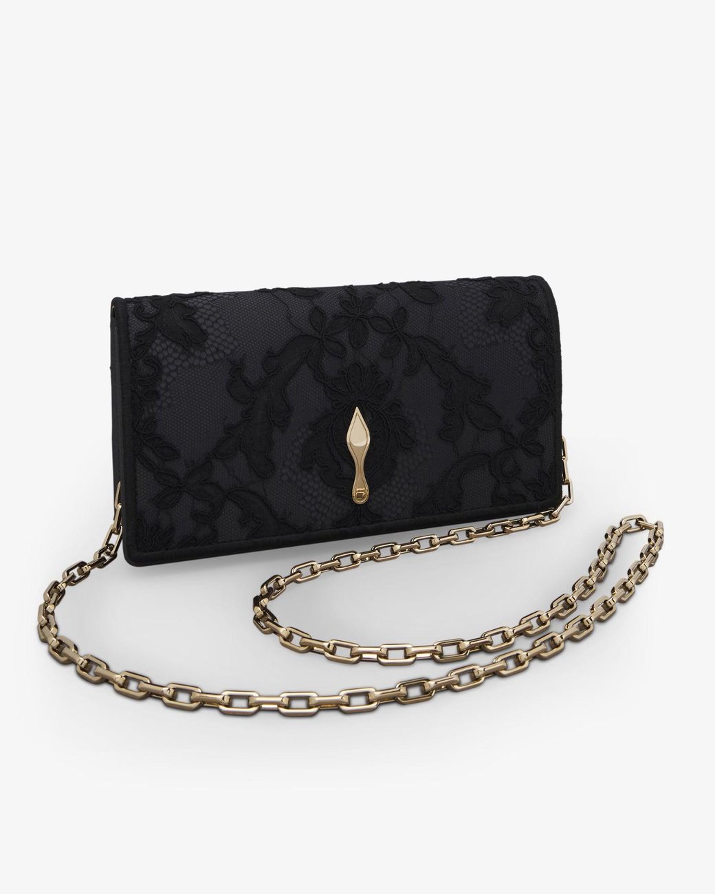 Christian Louboutin Bettina Crepe Satin Black Clutch