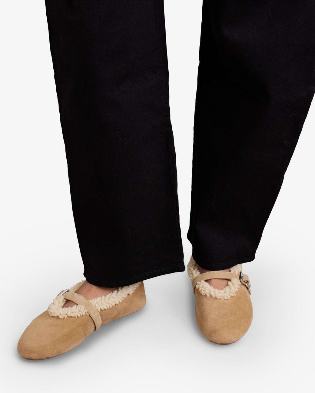 Alaïa Natural Merino Shearling Ballet Flats