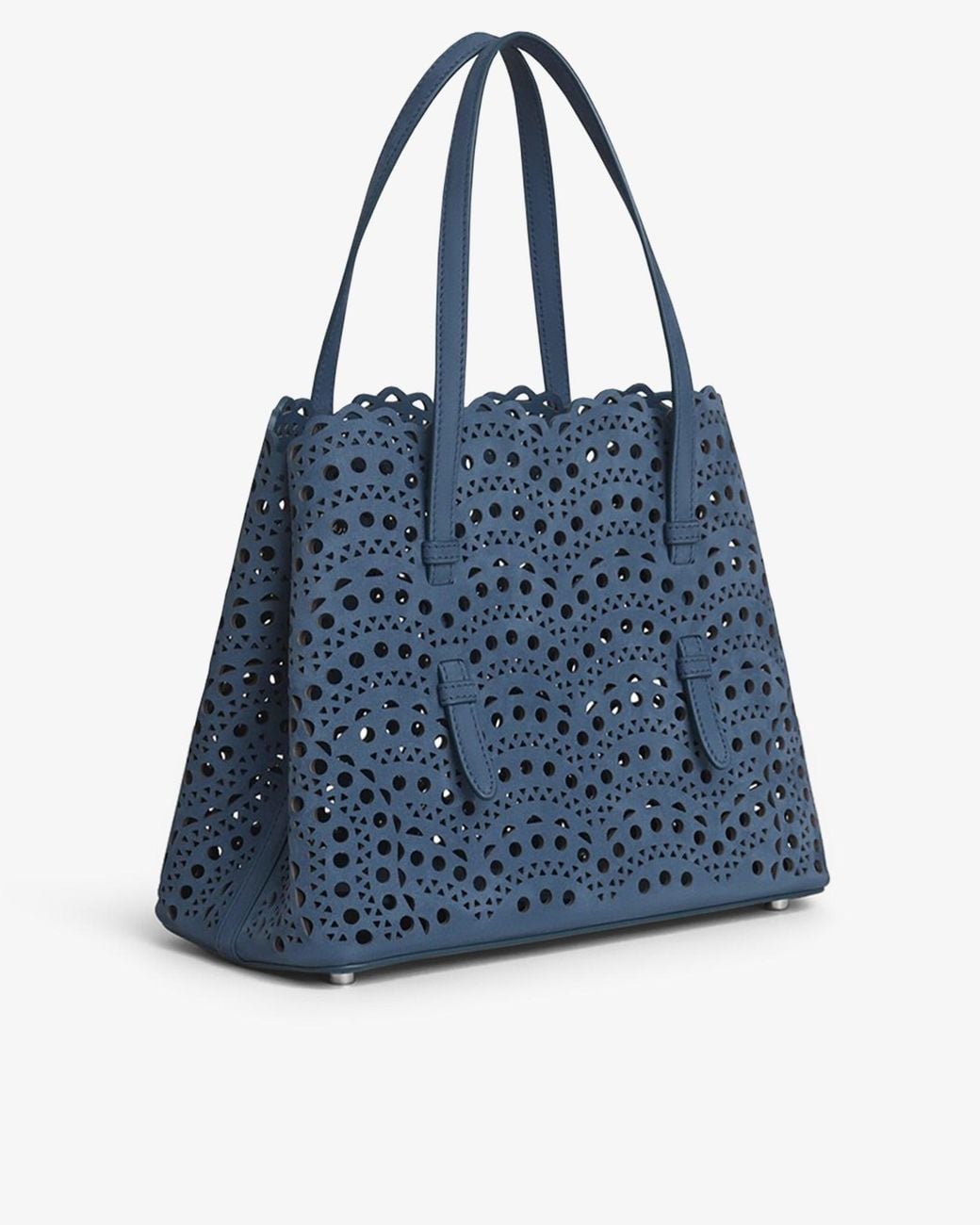 Alaïa Mina 25 Blue Suede Tote Bag