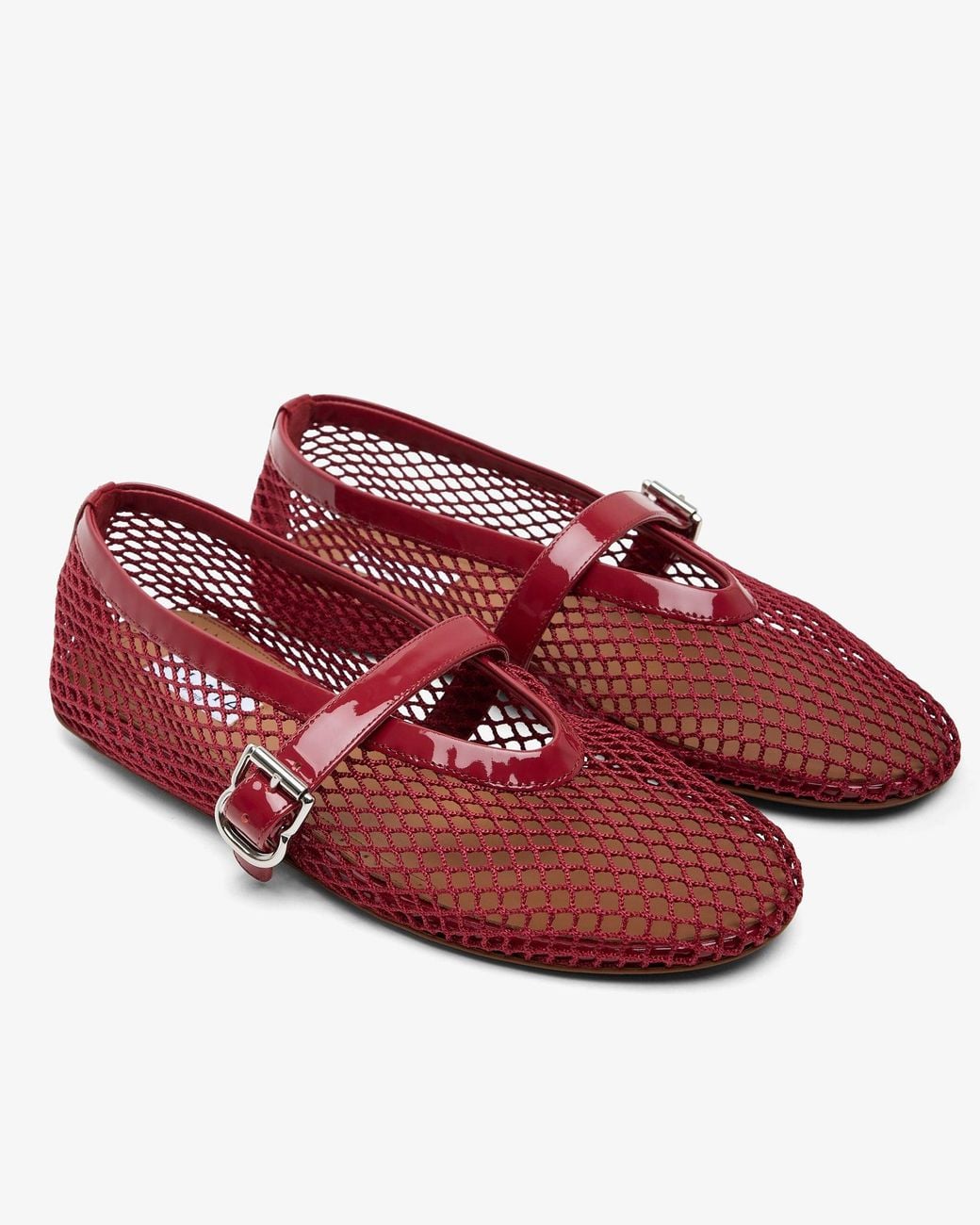Alaïa Red Patent Mesh Ballet Flats