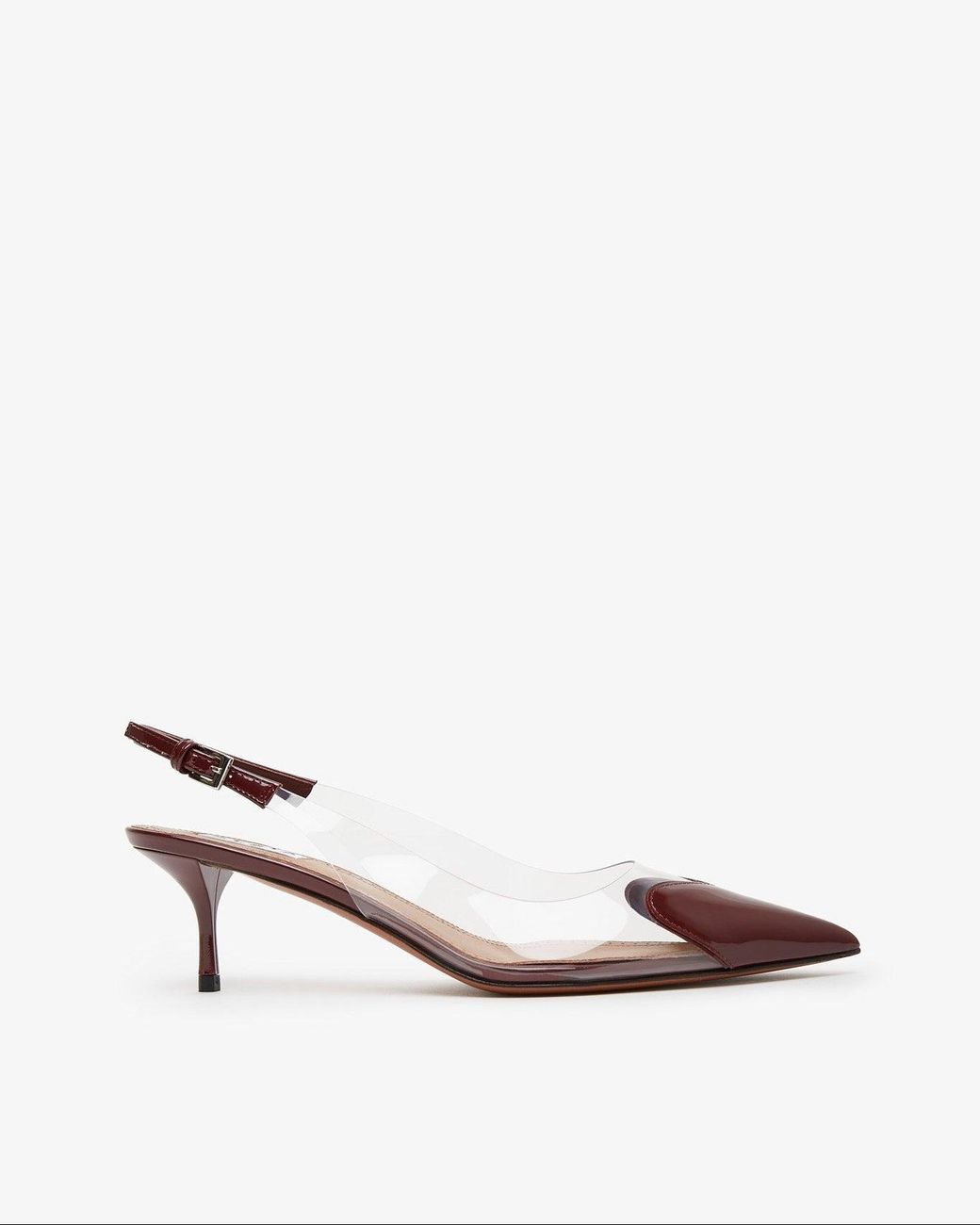 Alaïa Natural Coeur 55 Dark Patent Slingbacks
