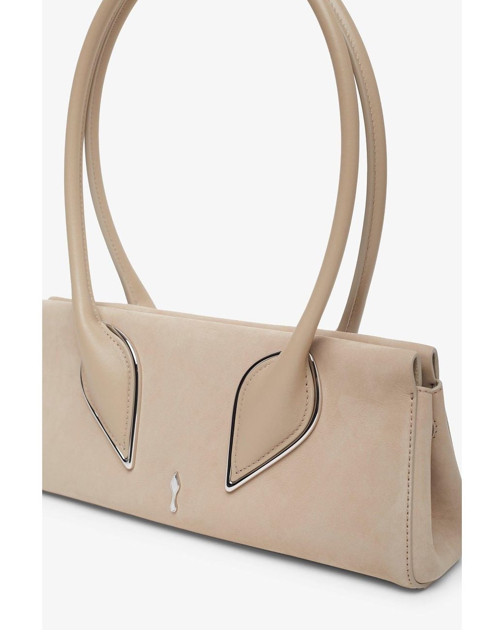 Christian Louboutin White Venus Baguette Beige Clutch