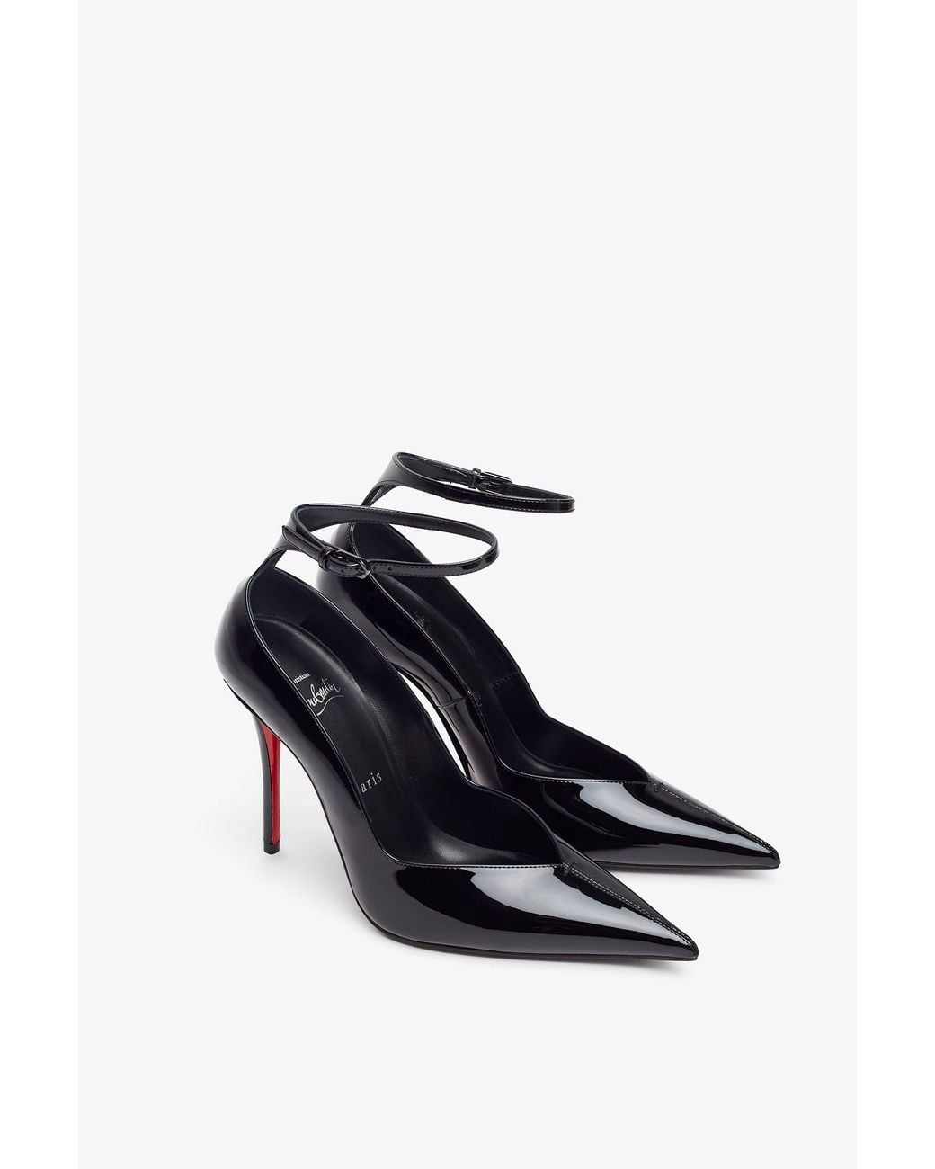 Christian Louboutin White Erozee 100 Black Patent Pumps