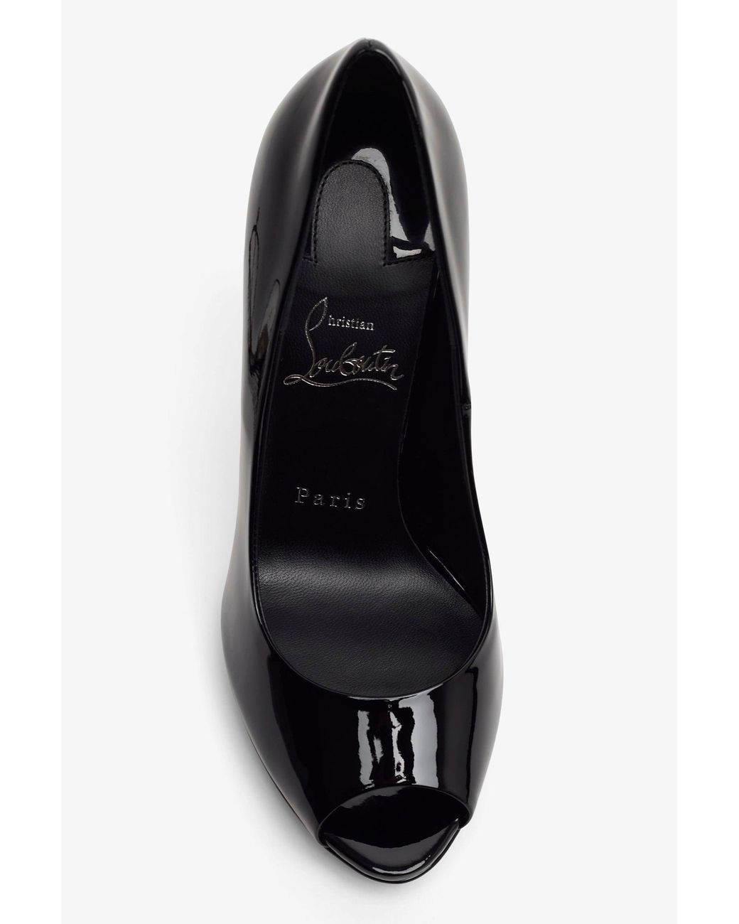 Christian Louboutin White Lady Z 120 Black Patent Pumps
