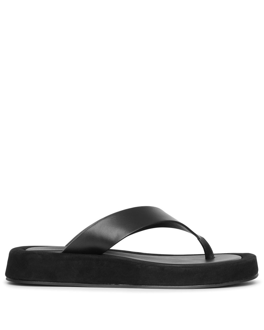 The Row Ginza Leather And Suede Platform Flip Flops in Black - Lyst